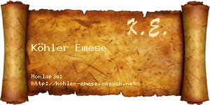 Köhler Emese névjegykártya